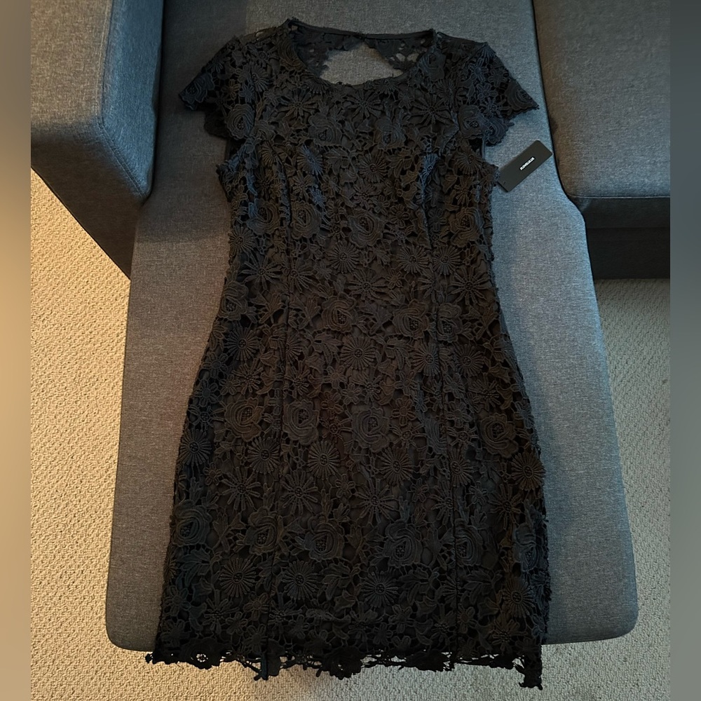 NWT Black Open Back Lace Dress